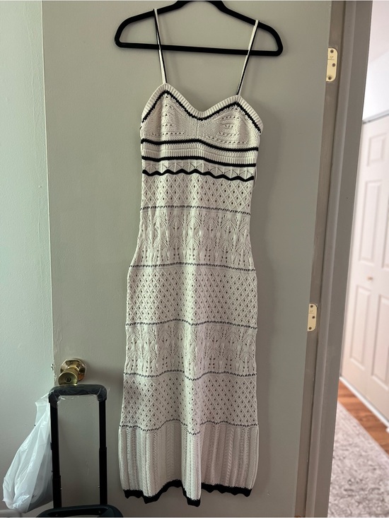Olive & Oak Dresses & Skirts - Olive & Oak White Crochet Maxi Dress with Black Trim